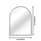 Miroir mural arqué de 30 x 40 pouces avec cadre en aluminium noir pour salle de bain, coiffeuse, chambre, entrée et salon