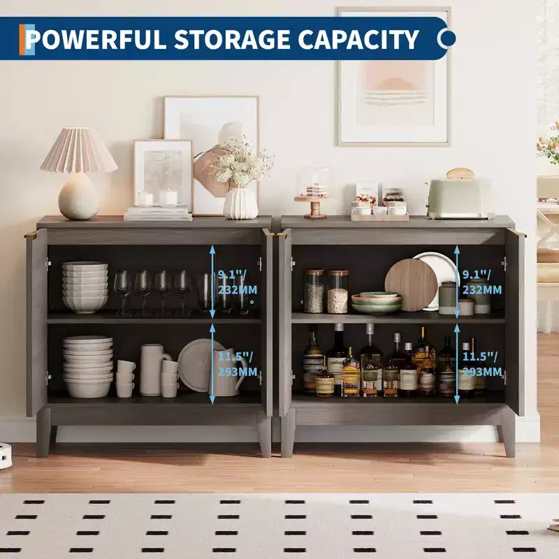 Meuble buffet en jonc avec portes et étagère réglable, pour salon, salle à manger, cuisine ou entrée