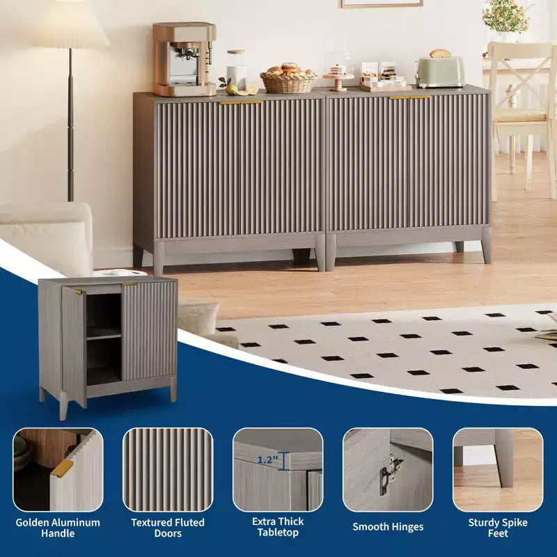 Meuble buffet en jonc avec portes et étagère réglable, pour salon, salle à manger, cuisine ou entrée