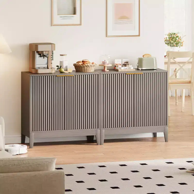 Meuble buffet en jonc avec portes et étagère réglable, pour salon, salle à manger, cuisine ou entrée