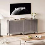Meuble buffet en jonc avec portes et étagère réglable, pour salon, salle à manger, cuisine ou entrée