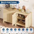 Meuble buffet en jonc avec portes et étagère réglable, pour salon, salle à manger, cuisine ou entrée