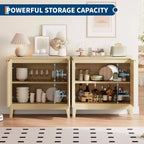 Meuble buffet en jonc avec portes et étagère réglable, pour salon, salle à manger, cuisine ou entrée
