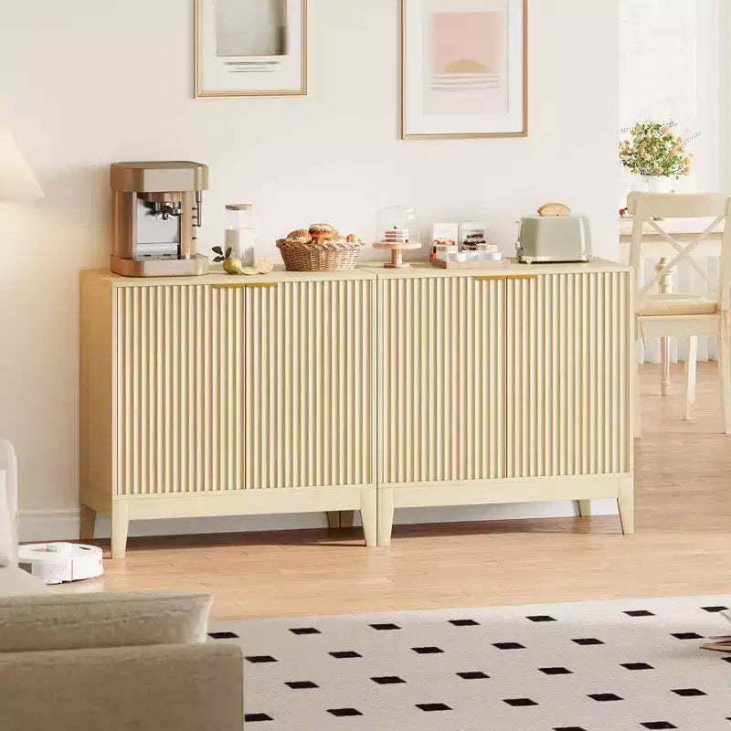 Meuble buffet en jonc avec portes et étagère réglable, pour salon, salle à manger, cuisine ou entrée