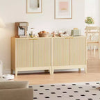 Meuble buffet en jonc avec portes et étagère réglable, pour salon, salle à manger, cuisine ou entrée