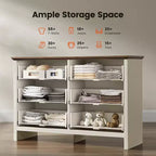 Commode 6 tiroirs pour chambre à coucher, 120 cm avec texture naturelle, grands tiroirs, commode de style rustique pour chambre à coucher, salon, couloir