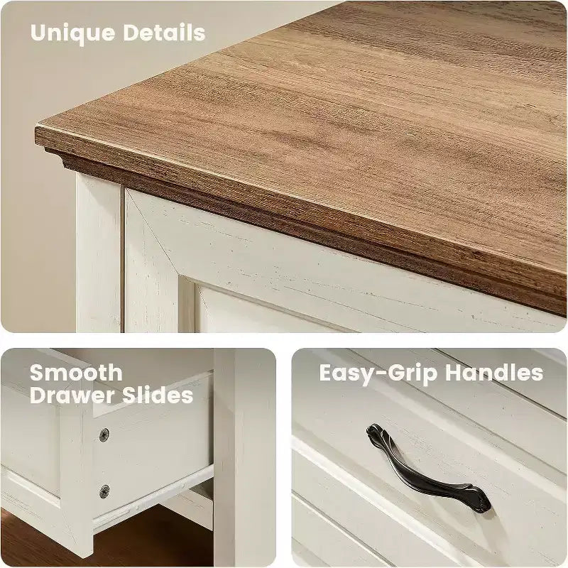 Commode 6 tiroirs pour chambre à coucher, 120 cm avec texture naturelle, grands tiroirs, commode de style rustique pour chambre à coucher, salon, couloir