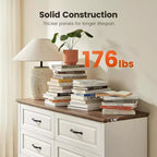 Commode 6 tiroirs pour chambre à coucher, 120 cm avec texture naturelle, grands tiroirs, commode de style rustique pour chambre à coucher, salon, couloir