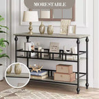 Table console étroite de 109 cm, Table console avec rangement, Table console étroite d'entrée à 3 niveaux avec étagères, Table d'appoint industrielle en bois, pour chambre à coucher