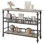 Table console étroite de 109 cm, Table console avec rangement, Table console étroite d'entrée à 3 niveaux avec étagères, Table d'appoint industrielle en bois, pour chambre à coucher