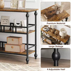 Table console étroite de 109 cm, Table console avec rangement, Table console étroite d'entrée à 3 niveaux avec étagères, Table d'appoint industrielle en bois, pour chambre à coucher