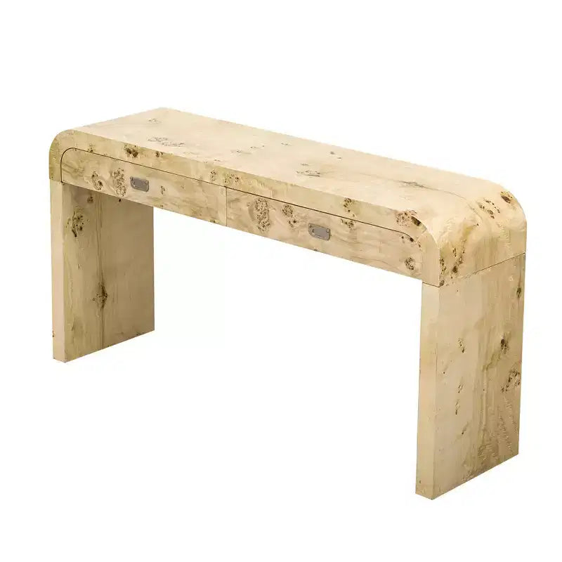 Clihome Table d'entrée en bois de 60" avec placage en ronce, table console avec 2 grands tiroirs et poignées en métal, table de canapé multifonctionnelle