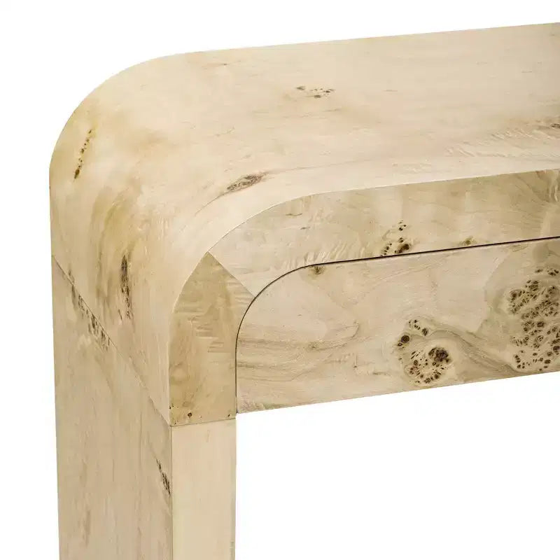 Clihome Table d'entrée en bois de 60" avec placage en ronce, table console avec 2 grands tiroirs et poignées en métal, table de canapé multifonctionnelle
