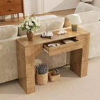 Console étroite de 119 cm avec tiroir, table de console de style ferme, table basse derrière le canapé, pour entrée, salon, foyer, chambre