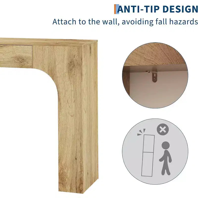 Console étroite de 119 cm avec tiroir, table de console de style ferme, table basse derrière le canapé, pour entrée, salon, foyer, chambre