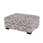 Pouf Royal Hampton, Polyester Géométrique Gris/Blanc, Bois Massif, 102 cm
