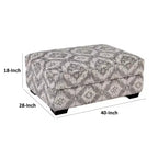 Pouf Royal Hampton, Polyester Géométrique Gris/Blanc, Bois Massif, 102 cm