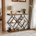 Console de table d'entrée de 40 poucesTable console industrielle à 3 niveaux avec étagères ouvertesTable de canapé derrière le canapé pour couloir, salon, foyer