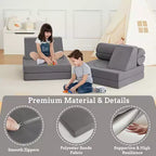 Canapé modulable en velours rembourré GustoWave 10 pièces pour enfants, canapé de jeu en mousse pour tout-petits, mobilier de salle de jeux convertible pour enfants, gris