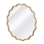 PexFix 36 Miroir décoratif rond ondulé avec cadre en bois massif Miroir mural moderne de style ferme pour chambre à coucher, salle de bain, salon, entrée Bois naturel