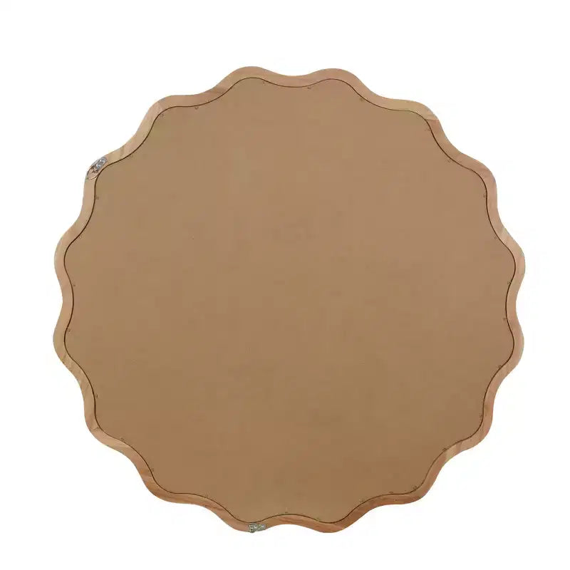 PexFix 36 Miroir décoratif rond ondulé avec cadre en bois massif Miroir mural moderne de style ferme pour chambre à coucher, salle de bain, salon, entrée Bois naturel