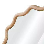 PexFix 36 Miroir décoratif rond ondulé avec cadre en bois massif Miroir mural moderne de style ferme pour chambre à coucher, salle de bain, salon, entrée Bois naturel
