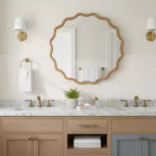 PexFix 36 Miroir décoratif rond ondulé avec cadre en bois massif Miroir mural moderne de style ferme pour chambre à coucher, salle de bain, salon, entrée Bois naturel