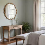 PexFix 36 Miroir décoratif rond ondulé avec cadre en bois massif Miroir mural moderne de style ferme pour chambre à coucher, salle de bain, salon, entrée Bois naturel