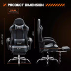 Chaise de jeu ergonomique Okak avec repose-pieds et soutien lombaire, chaise d'ordinateur avec appuie-tête et accoudoir, chaise à roulettes pour l'étude et le bureau