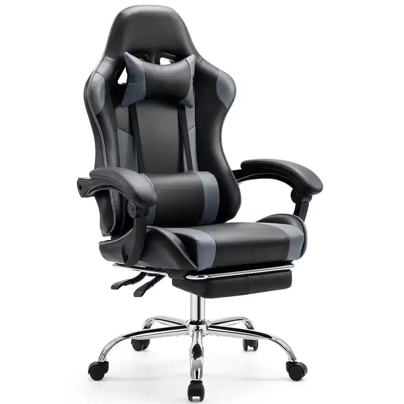 Chaise de jeu ergonomique Okak avec repose-pieds et soutien lombaire, chaise d'ordinateur avec appuie-tête et accoudoir, chaise à roulettes pour l'étude et le bureau