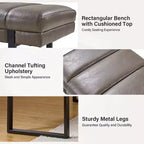 Banc Anahli moderne avec design touffeté en similicuir végétalienArtful Living Design