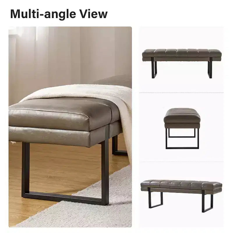 Banc Anahli moderne avec design touffeté en similicuir végétalienArtful Living Design