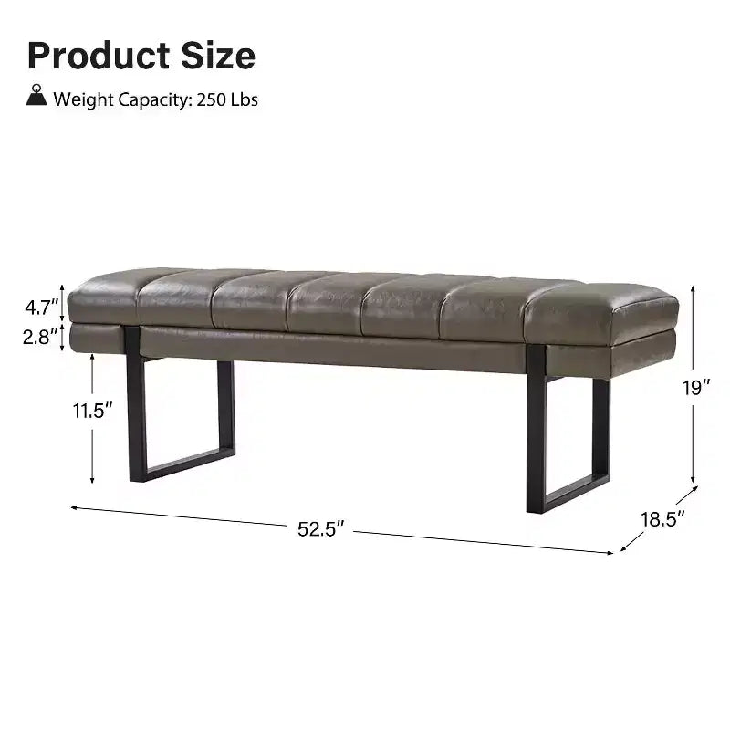 Banc Anahli moderne avec design touffeté en similicuir végétalienArtful Living Design