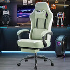 Chaise de bureau ergonomique Okak avec accoudoirs rembourrés, chaise de jeu avec repose-pieds et soutien lombaire, chaise pivotante à roulettes pour la maison et le bureau
