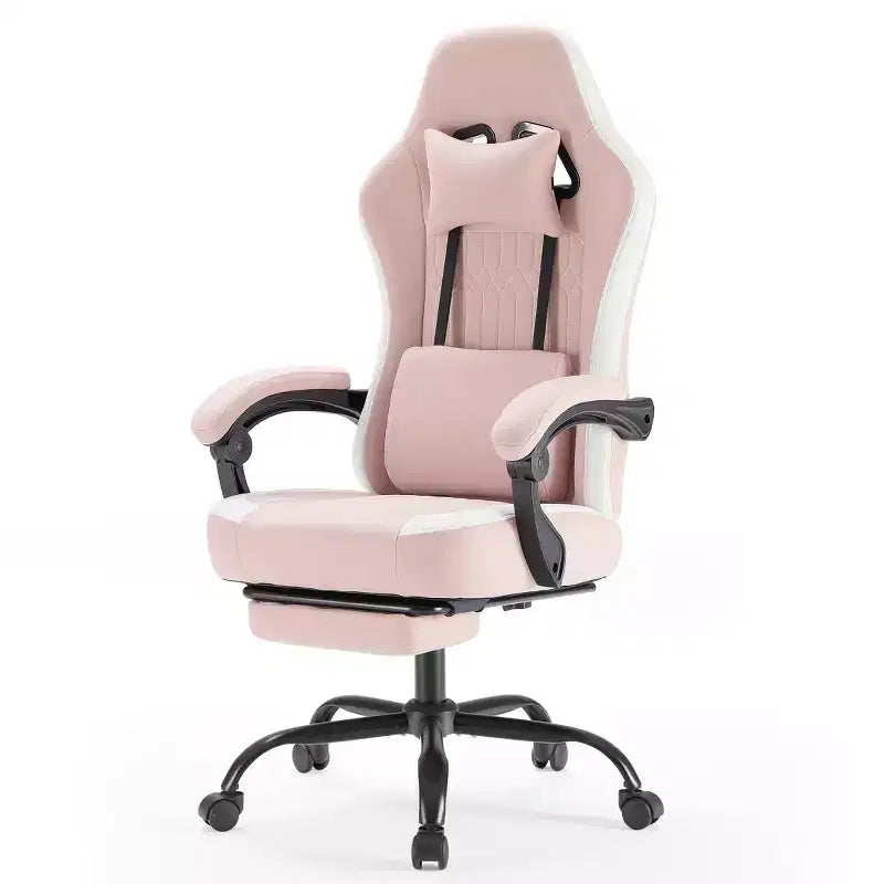 Chaise de bureau ergonomique Okak avec accoudoirs rembourrés, chaise de jeu avec repose-pieds et soutien lombaire, chaise pivotante à roulettes pour la maison et le bureau