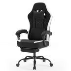Chaise de bureau ergonomique Okak avec accoudoirs rembourrés, chaise de jeu avec repose-pieds et soutien lombaire, chaise pivotante à roulettes pour la maison et le bureau