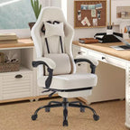 Chaise de bureau ergonomique Okak avec accoudoirs rembourrés, chaise de jeu avec repose-pieds et soutien lombaire, chaise pivotante à roulettes pour la maison et le bureau