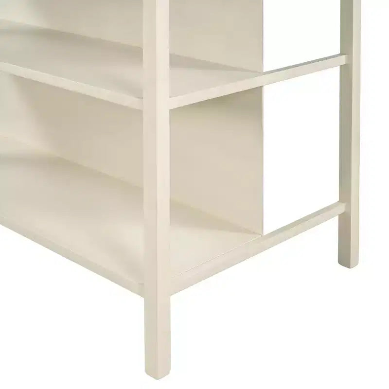 Îlot de cuisine rustique fixe Okak avec bloc de boucher en hévéa, chariot de cuisine avec 2 étagères ouvertes, table d'îlot de cuisine pour petit espace, Noyer