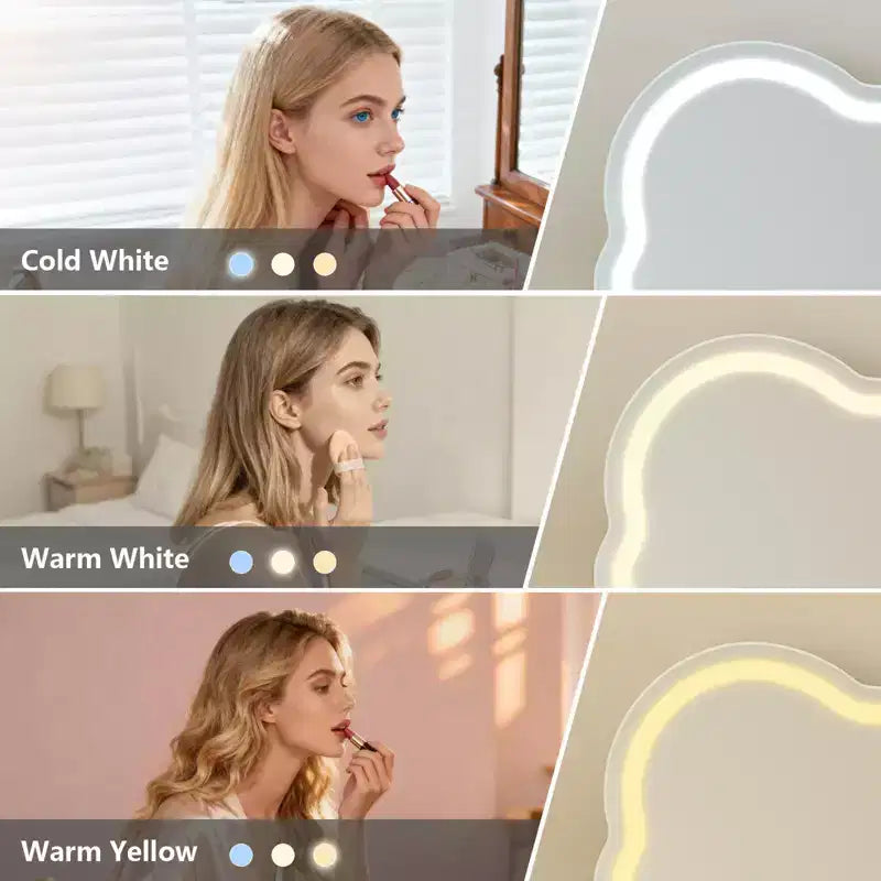 Coiffeuse avec miroir lumineux LED et prise électrique, table de maquillage