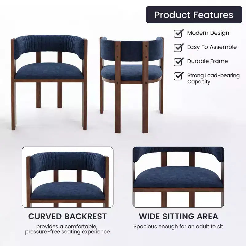 CLIHOME Chaises de salle à manger en bois au design incurvé unique avec patins de protection (Lot de 2)