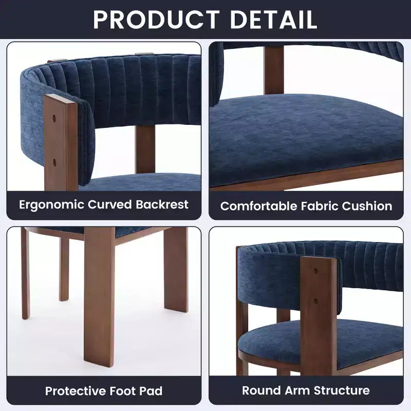 CLIHOME Chaises de salle à manger en bois au design incurvé unique avec patins de protection (Lot de 2)