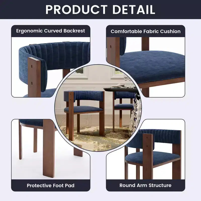 CLIHOME Chaises de salle à manger en bois au design incurvé unique avec patins de protection (Lot de 2)