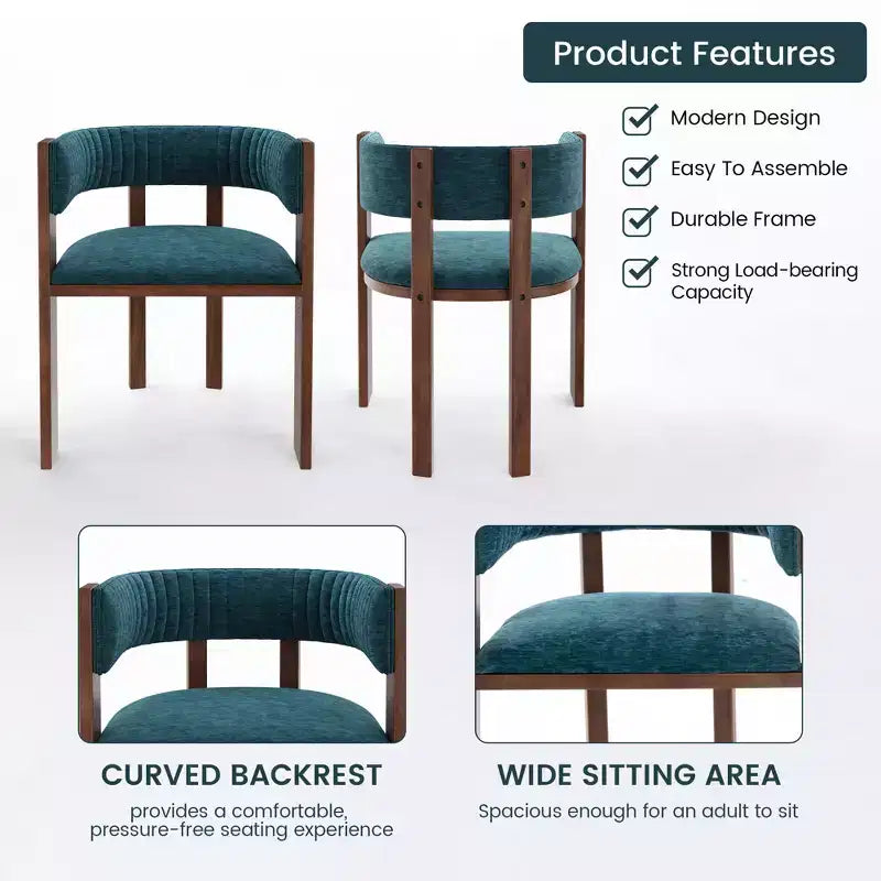 CLIHOME Chaises de salle à manger en bois au design incurvé unique avec patins de protection (Lot de 2)