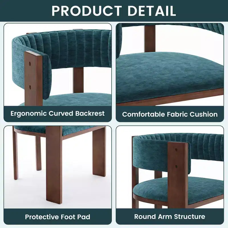 CLIHOME Chaises de salle à manger en bois au design incurvé unique avec patins de protection (Lot de 2)