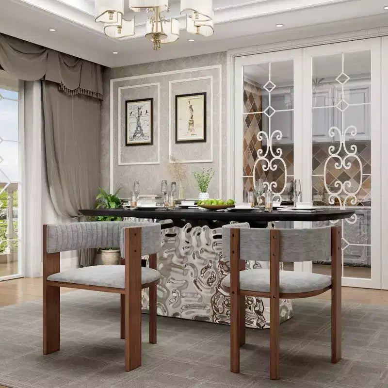 CLIHOME Chaises de salle à manger en bois au design incurvé unique avec patins de protection (Lot de 2)