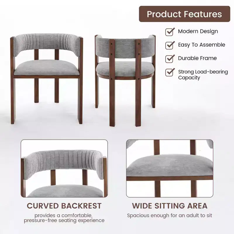 CLIHOME Chaises de salle à manger en bois au design incurvé unique avec patins de protection (Lot de 2)