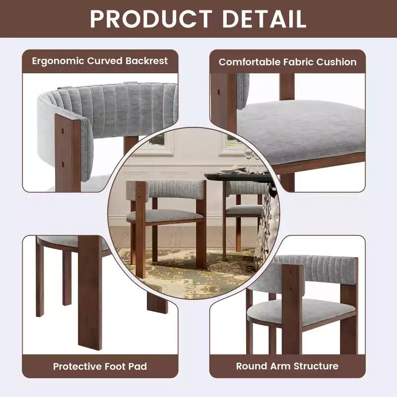 CLIHOME Chaises de salle à manger en bois au design incurvé unique avec patins de protection (Lot de 2)