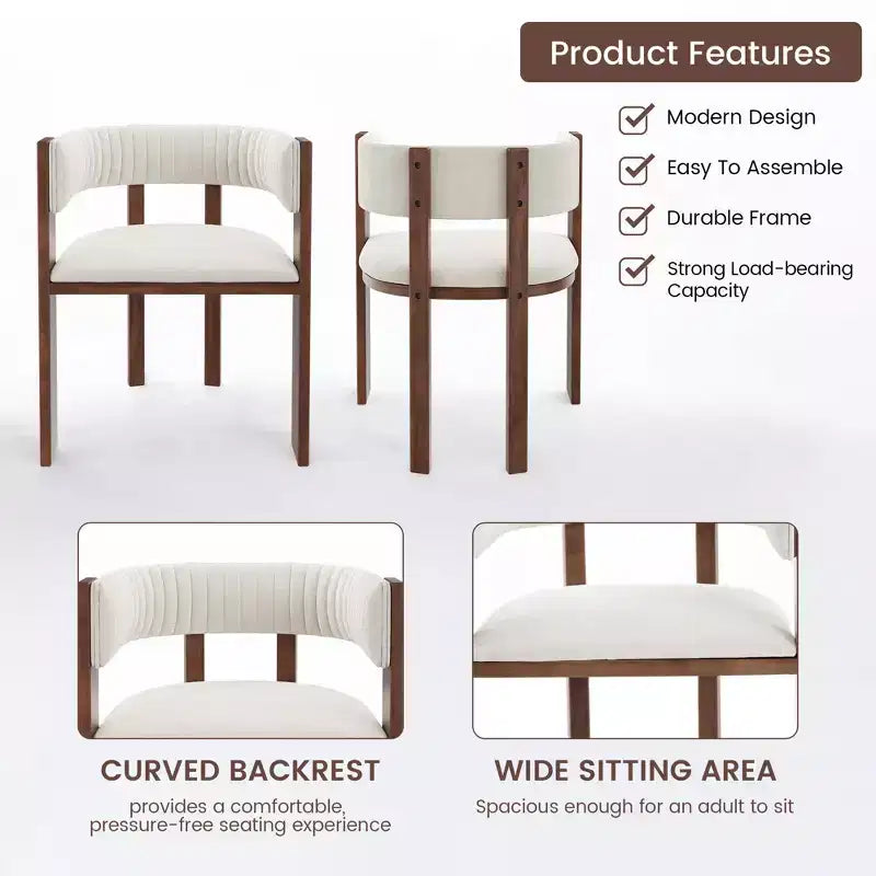 CLIHOME Chaises de salle à manger en bois au design incurvé unique avec patins de protection (Lot de 2)