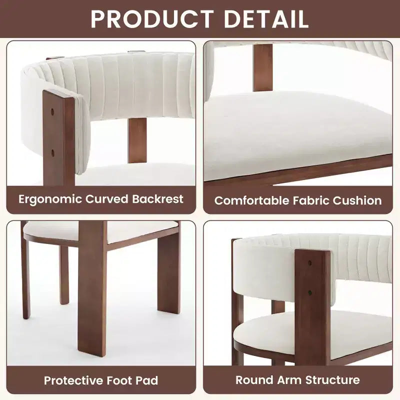 CLIHOME Chaises de salle à manger en bois au design incurvé unique avec patins de protection (Lot de 2)