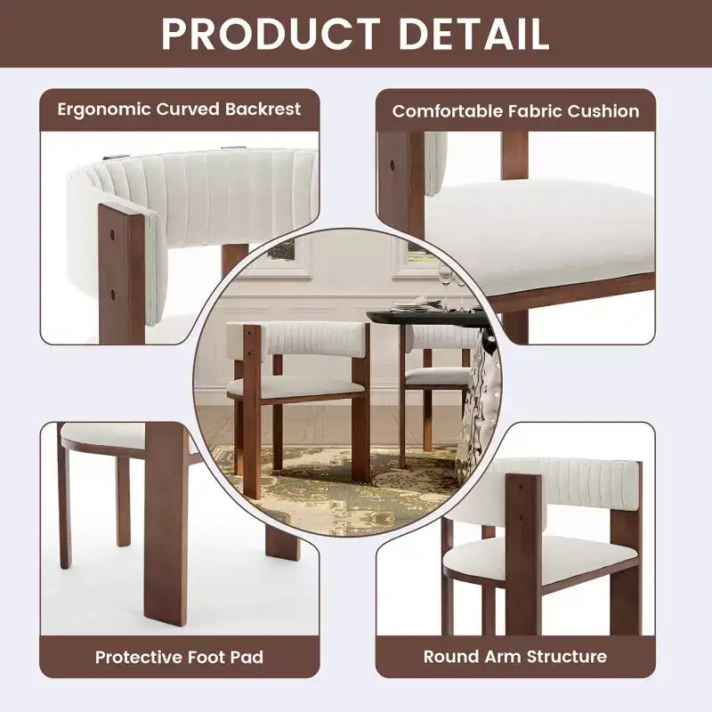 CLIHOME Chaises de salle à manger en bois au design incurvé unique avec patins de protection (Lot de 2)